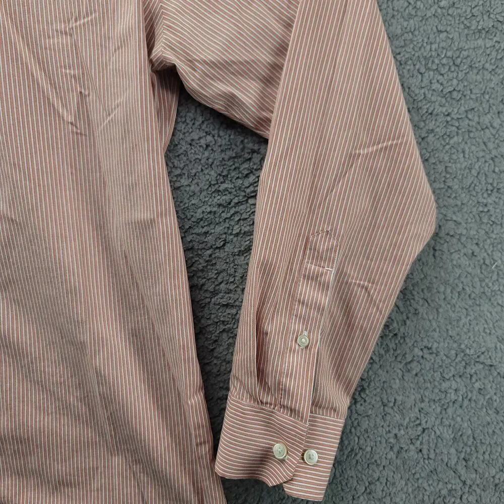 Banana Republic Shirt mens Large Pink stripped Non iron slim‎ fit Long Sleeve